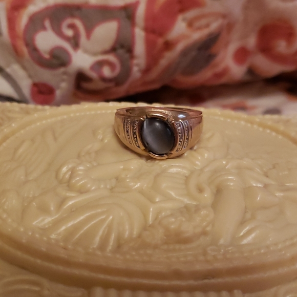 Vintage Other - Vtg men's 10k gray tigers eye ring